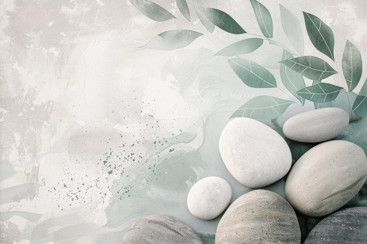 Sage leaves and river stones design file showing intricate botanical pattern details