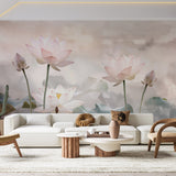 Lotus Mural Wallpaper  Pink Floral Oriental Design - Premium wallpaper design showcase