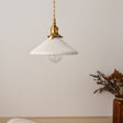Ceramic Pendant Light  Ribbed White Shade with Brass Fixtures - Product detail 8