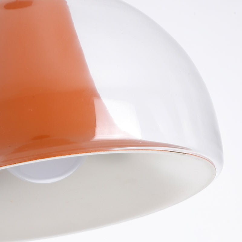 Modern Dome Pendant Light  White Glass With Orange Accent - Product detail 7